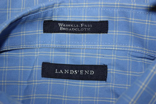 Lands' End Sz 14 Women’s Blue Check Button Up Shirt Long Sleeve Wrinkle Free - Picture 6 of 6