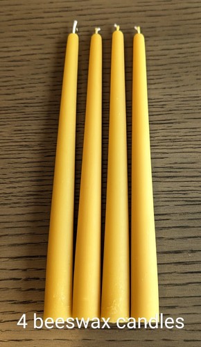 4 Kerzen REINES BIENENWACHS BIENENWACHS 9" KEGEL HANDARBEIT Brenndauer bis zu 7 Stunden  - Bild 1 von 6
