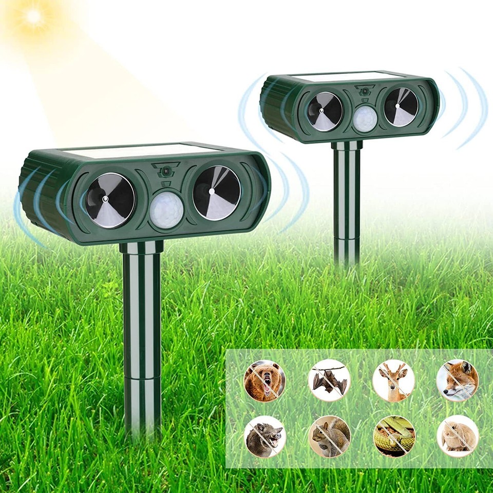 1/2/4x Solar Ultrasonic Dog Cat Repellent Fox Pest Scarer Deterrent