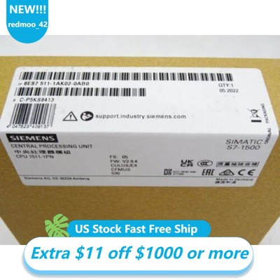 New Siemens 6ES7511-1AK02-0AB0 6ES7 511-1AK02-0AB0 SIMATIC S7-1500 CPU 1511-1 PN