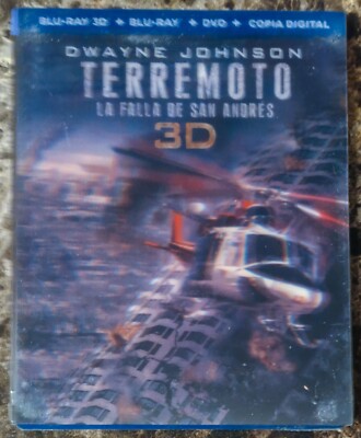 NEW San Andreas 3D Blu-ray DVD 3-Disc Set w Lenticular Slipcover, Mexico Import