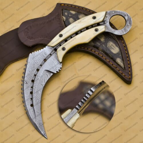 Cuchillo de bolsillo Damasco cuchillo de carambito cuchillo de caza mango cuchillo de madera carambito - Imagen 1 de 13