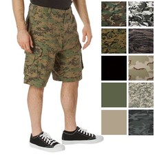 Rothco Washed Camo Paratrooper Cargo Shorts Military Camouflage Tactical Army