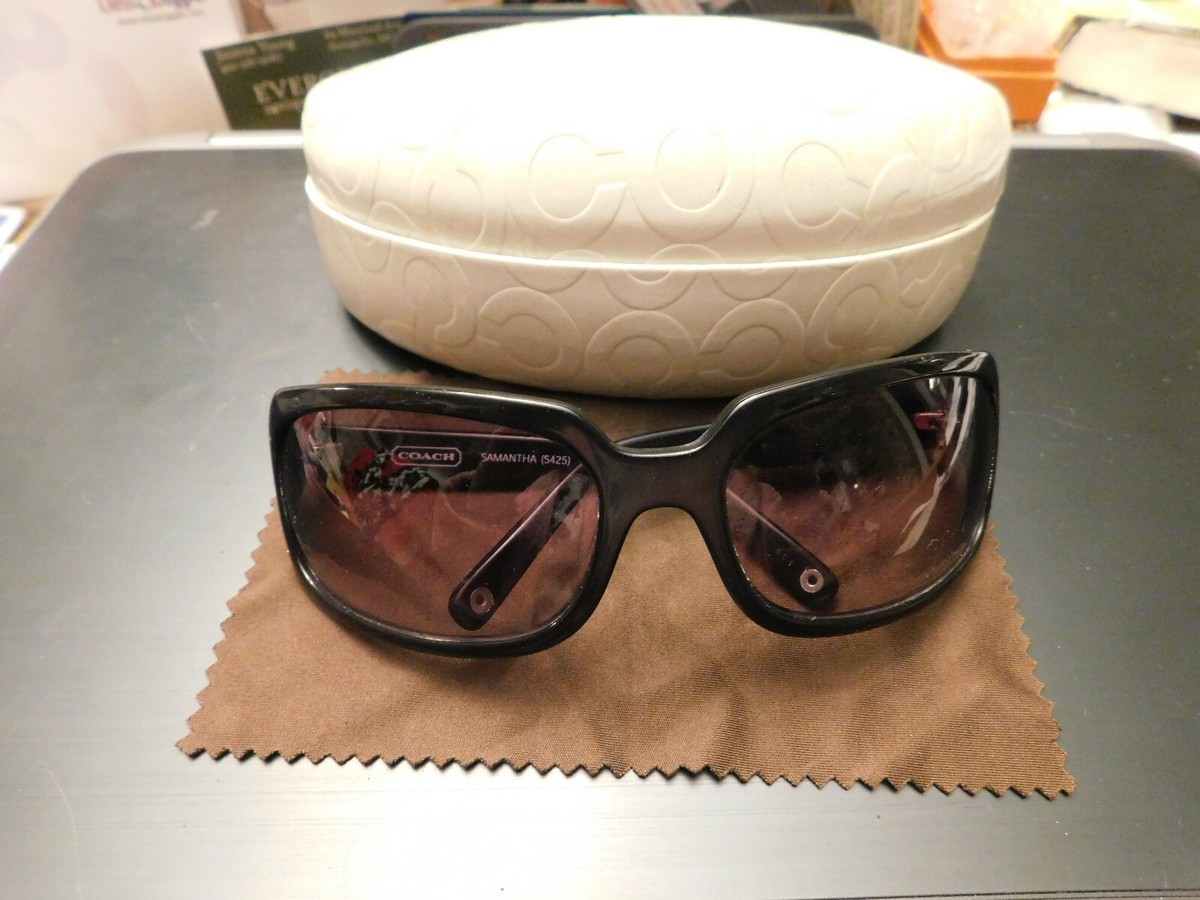 COACH S425 Samantha Black Rectangle Sunglasses Bling Polka COACH S425 Samantha Black Rectangle Sunglasses Bling Polka