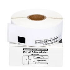 Non-OEM Fits BROTHER DK-1201 REMOVABLE Labels - (16) Rolls of 400