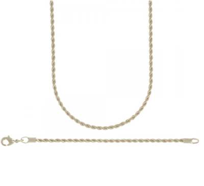 Chaîne En Or Blanc 18 Carats 750 - Tricotée Type Corde - Longueur 45,5 Cm - 2,75 Grammes - Unisexe Neuf