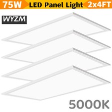 4pc 2x4FT LED Flat Panel Troffer Light 75W Recessed Back-Lit Drop Ceiling Lights