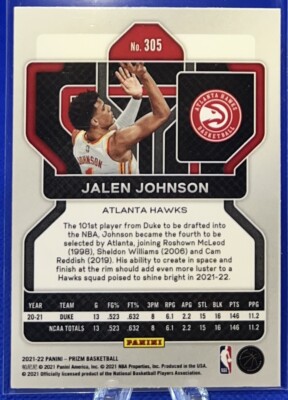 2021-22 Panini Prizm Jalen Johnson Base Rookie #305 RC Atlanta