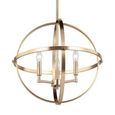 Generation Lighting Exmoore 3-Light Satin Brass Craftsman Orb Pendant Light