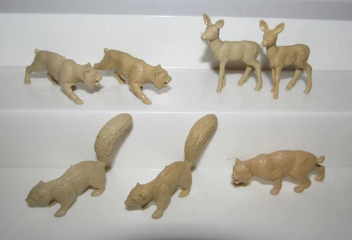 Vintage 54mm Marx Boy's Camp Playset 7 Light Tan Wild Forest Animals #3