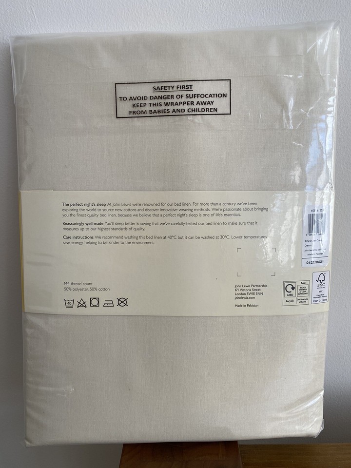 John Lewis PolyCotton Kingsize Duvet Cover BNWT eBay