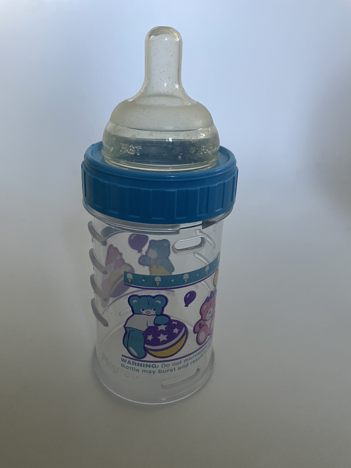 1994 Vintage Playtex Drop Ins Teddy Bear Bottles Purple 4oz