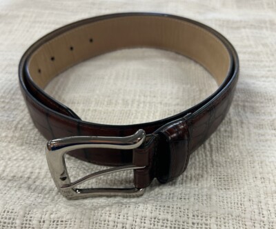 Men s Davis Bros Genuine Leather Silver Toned Buckle Belt Size 38/95