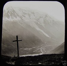 Glass Magic Lantern Slide DISTANT VIEW OF CHAMONIX C1890 FRANCE