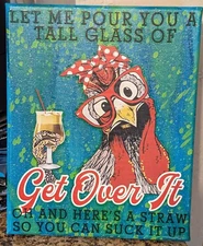 Handmade Chicken Lady Novelty Canvas Print Farm Without Frame