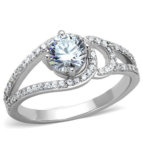 CLEARANCE-----STAINLESS STEEL 0.75 CT ROUND CUT BRIDAL CZ ENGAGEMENT RING SIZE 5 - Picture 1 of 5