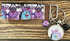 Key Fob Chain Holder Strap Mini 3" Ursula Ariel Glitter Charm RTS