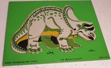 VINTAGE JUDY INSTRUCTO WOODEN TRICERATOPS PUZZLE See Inside DINOSAUR 6 Pc 1987