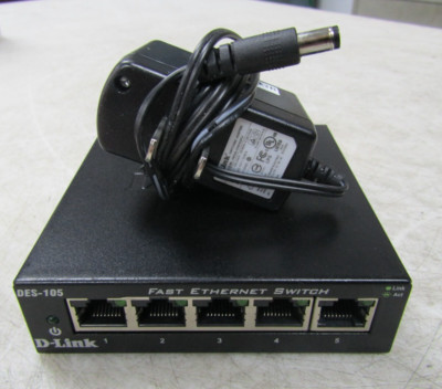  D-LINK DES-105 5 PORT FAST ETHERNET SWITCH 5 VAC 0.55 AMP