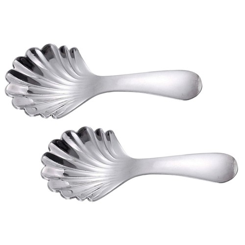2 Pcs Coffee Stirring Spoon Shell Serving Spoons Stainless Steel