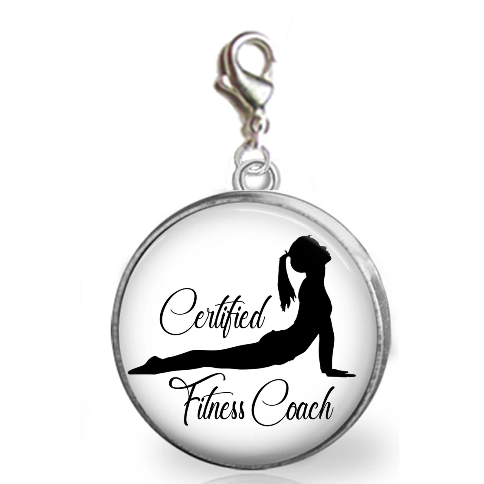 Charm Clip On Fitness Coach Certificato per Bracciale Cerniera Tirare Borsa Charm