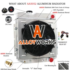 4-Row Aluminum Radiator Shroud Fan for 64-66 Ford Mustang/60-65 Falcon Comet V8