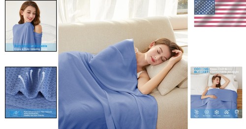 Breathable Rayon Cooling Blanket 79x91in - Ideal for Hot Sleepers & Gifting - Picture 2 of 10