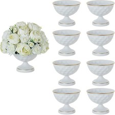 Urn Vases for Wedding Centrepiece: 6.1in White Metal Urn Vases Set