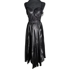 Whimsy Goth Black Satin Corset & Skirt Set Size Small