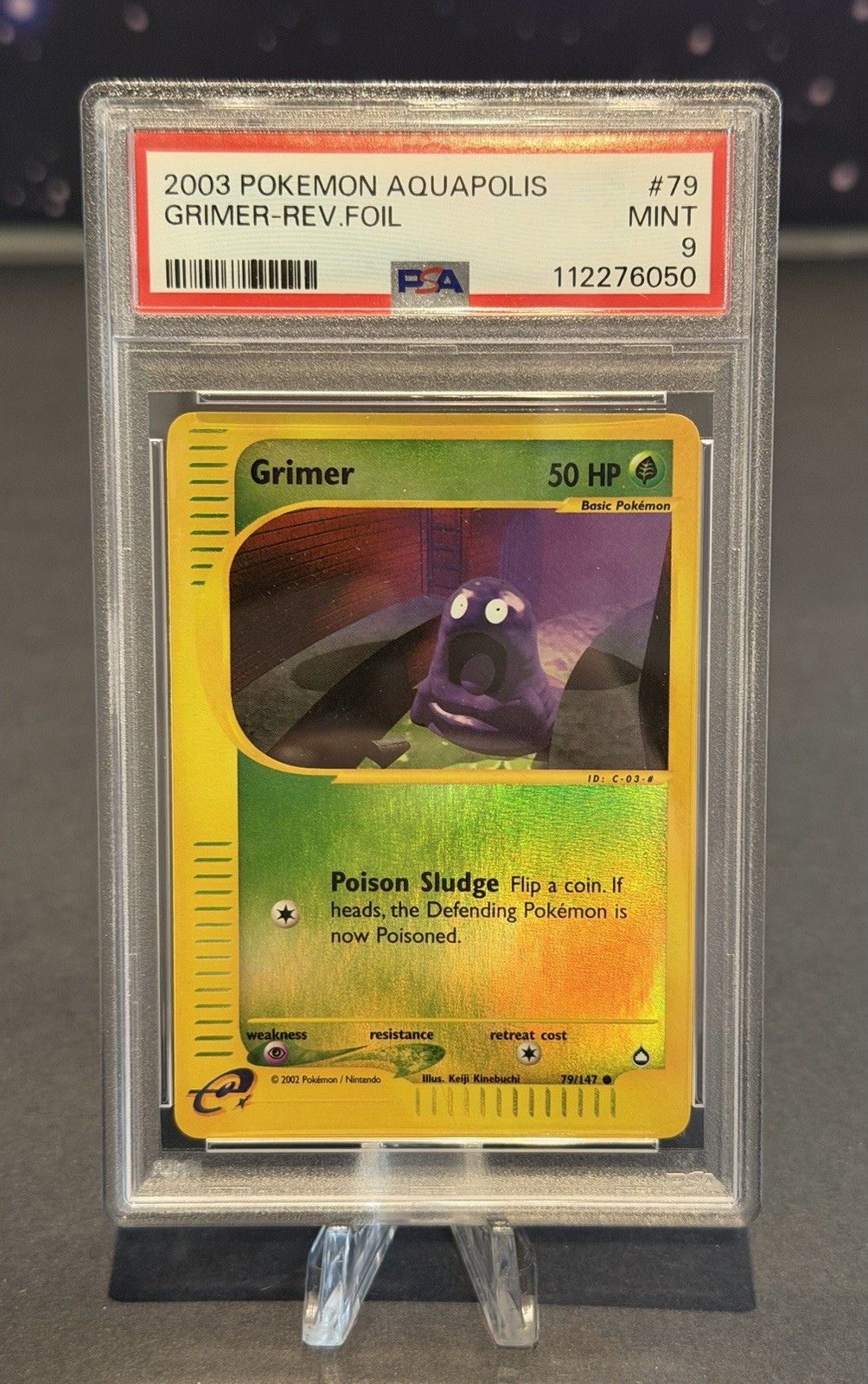2003 Pokemon Aquapolis English Card - PSA 9 - Grimer Reverse Foil #79/147