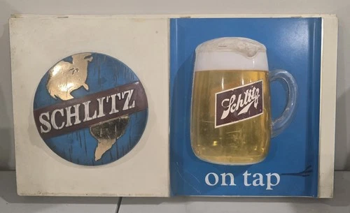 Vintage 1968 Schlitz Beer 3D Sign Breweriana Bar Man Cave Display Collectible