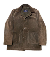 Vintage Newport Harbor Leather Jacket Mens Medium Brown Suede Ranch Chore Barn