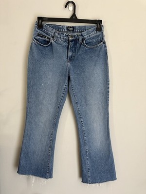パンツ 00s dolce&gabbana clashed flare denim Dolce & Gabbana D&G Cropped Flare Jeans Size 29 Raw Hem Made in