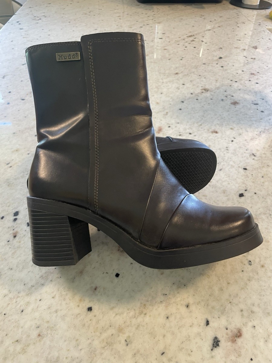Black Boots Mudd Brand Ankle Boots Vintage 90s/00s Mudd Brown