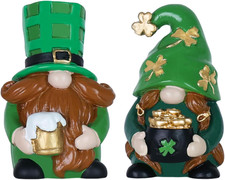Handmade St. Patrick's Day Gnome Resin Figurines - 2 PCS Decor for Home