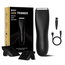 Men'S Electric Groin Body Shaver - Waterproof Dual Head Trimmer Kit W/ LED Lig