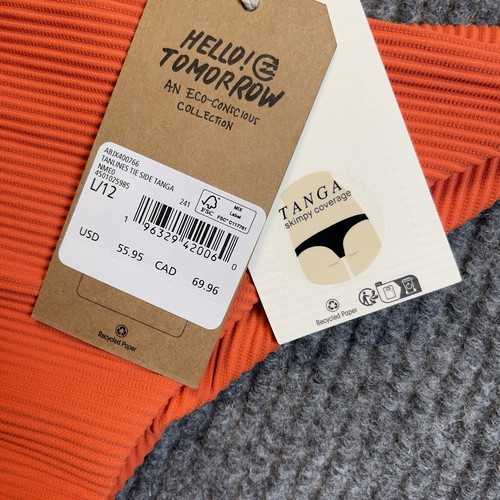 Billabong Swim Women Size LARGE Tie Side Tanga Skimpy Bikini Bottom Orange NEW - Picture 5 of 10
