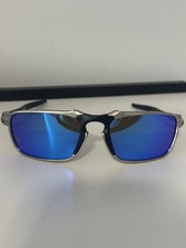 Oakley Badman Metal Silver Frame Polarized Blue iridium Lens Sunglasses