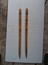 2 Vintage 23.5" Wooden Croquet Set Lawn Game Wooden Stakes