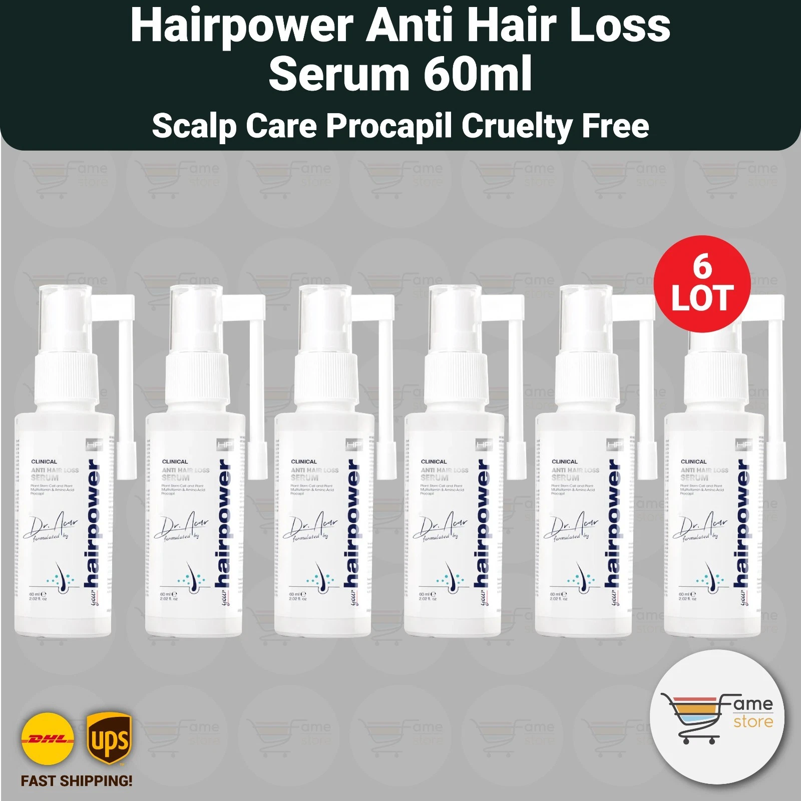 Hairpower Anti Hair Loss Serum 60ml Scalp Care Procapil Cruelty Free - 6 LOT