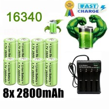 16340 Battery 2800mAh CR123A Rechargeable 3.7V  Cell 4 Slot Charger Lot