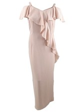 Adrianna Papell Women's Ruffled Cold-Shoulder Gown (16, Blush) 652933541671