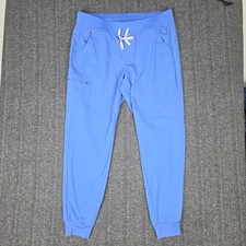 FIGS Zamora Jogger Scrub Pants Women's XL T Light Blue High Waist Drawstring