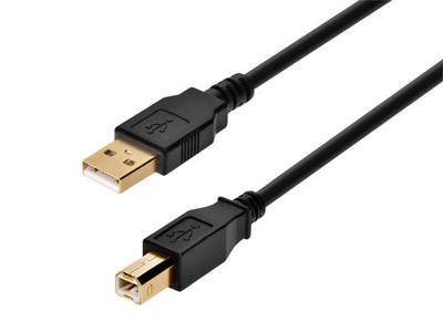 Monoprice USB A to USB B 2.0 Cable - 28/24AWG, Gold Plated, Black, 1.5ft
