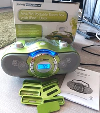 Living Solutions AM/FM Portable Boom Box With iPod Dock ATC-0900 W/ Box Green
