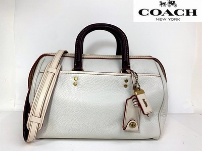 Coach Rogue Satchel Bag Pebble Leather White 2-Way Excellent condition Used