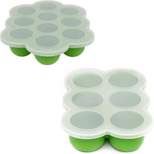 Silicone Baby Food Freezer Trays 2-Pack Bundle - Ten 1.5Oz  Six 3Oz Portions -
