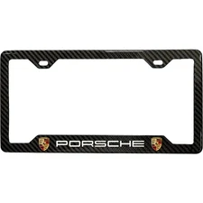 PORSCHE LOGO AFTERMA 100% REAL FORGED CARBON FIBER CAR LICENSE PLATE FRAME - LUX