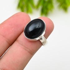 Black Onyx Gemstone 925 Sterling Silver Ring Handmade Jewelry Ring For Gift