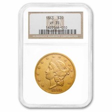 1863 $20 Liberty Gold Double Eagle VF-35 NGC
